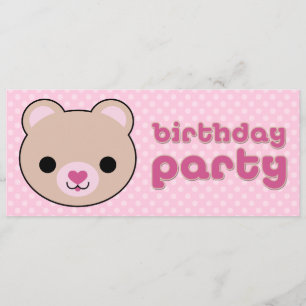 Kawaii Teddy Oso Cuto Invitaciones a Fiesta de Cum