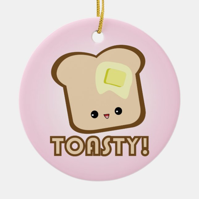 ¡Kawaii Toasty! Ornamento de la tostada (Frente)