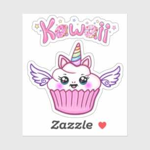 Kawaii Wingi Pegatina de pastelitos unicornio con