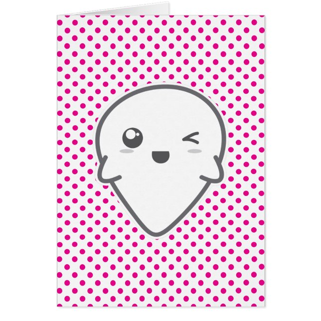 Kawaii Winking Ghost Note Card (Frente)