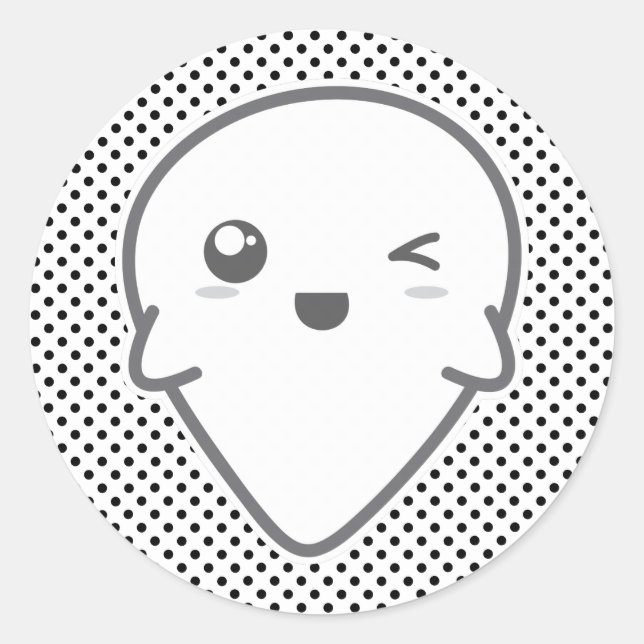 Kawaii Winking Ghost Pegatinas (Anverso)