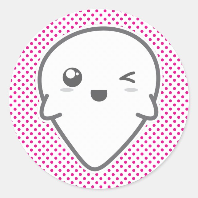 Kawaii Winking Ghost Pegatinas (Anverso)