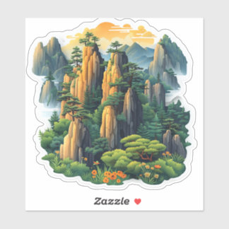 Kawaii Zhangjiajie Peak PaperCut Pegatina