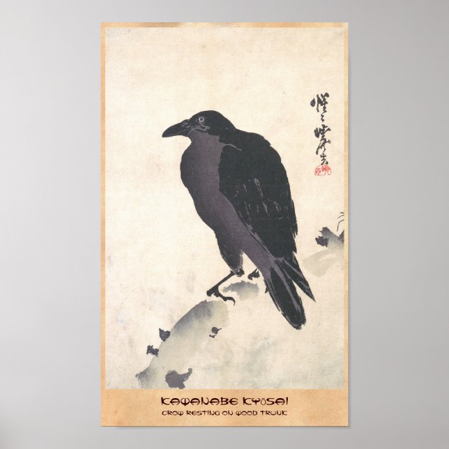 Kawanabe Kyōsai Crow descansando sobre el arte del (Frente)