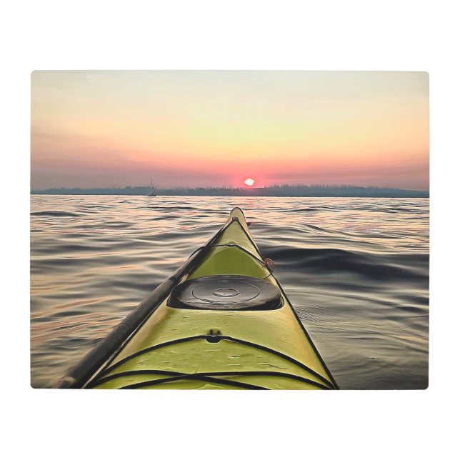 Kayak en el arte Metalizado al atardecer (Anverso)