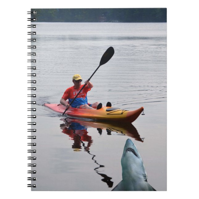 Kayak, remo, tiburón, cuaderno de campo (Frente)