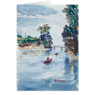 Kayakers en la pintura de la acuarela de Weeki