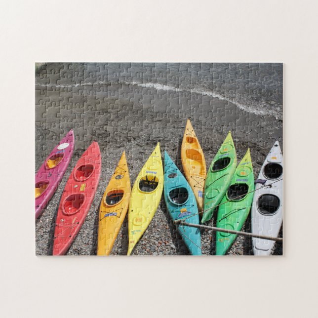 Kayaks en el rompecabezas de Cinque Terre Italia (Horizontal)