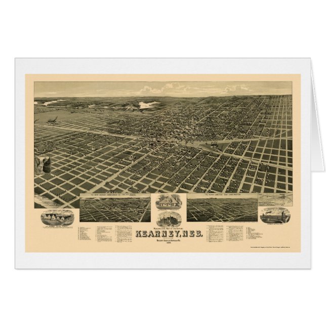 Kearney, mapa panorámico del NE - 1889 (Anverso (Horizontal))