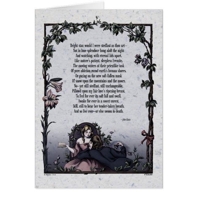 Keats "Bright Star" tarjeta de arte victoriana (Frente)