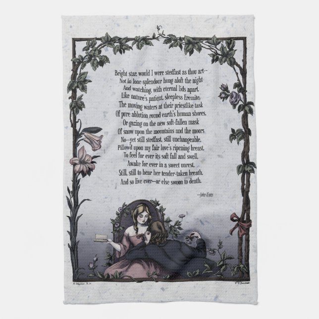 Keats "Estrella brillante" toalla de té de poesía  (Vertical)