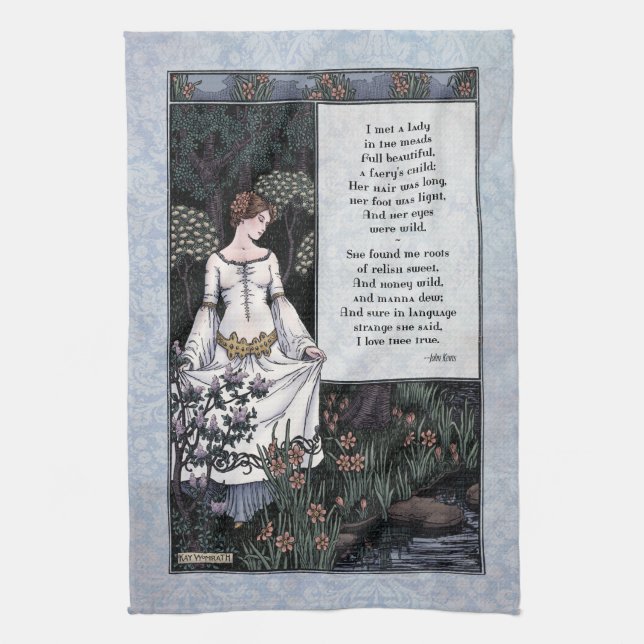 Keats "La Belle Dame" Toalla de té de poema de art (Vertical)