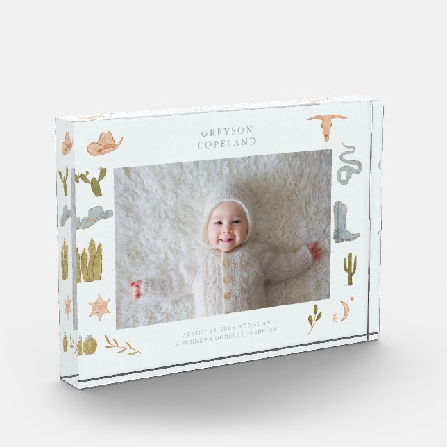 Keepsake de foto horizontal de bebé de vaca occide (Izquierda)