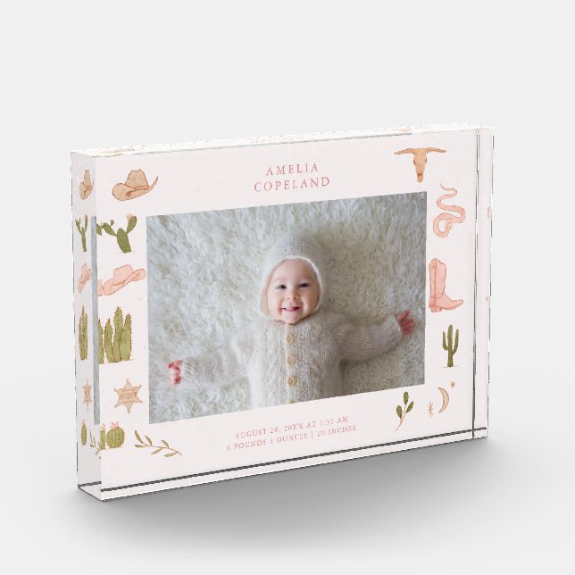 Keepsake de foto horizontal para bebé bovina occid (Izquierda)
