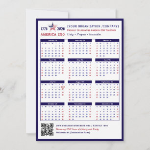Keepsake del calendario de America 250 Patriotic B