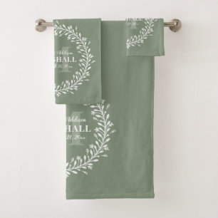Keepsake Monograma de la coro verde recién casada