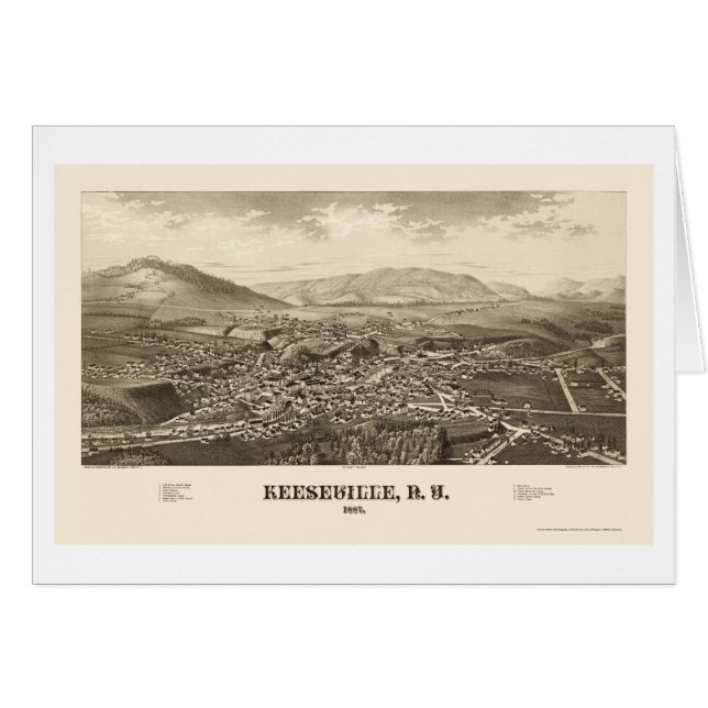 Keeseville, mapa panorámico de Nueva York - 1887 (Anverso (Horizontal))