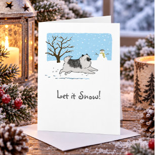 Keeshond "¡Deja que nieve!" Perro lindo de Navidad