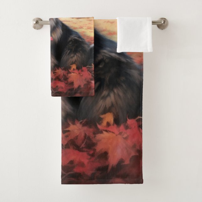 Keeshond en otoño se inspira en las hojas de otoño (In situ)