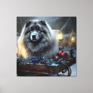 Keeshond Nevado Trineo Decoración de Navidad