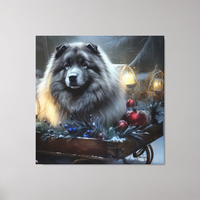 Keeshond Nevado Trineo Decoración de Navidad (Anverso)