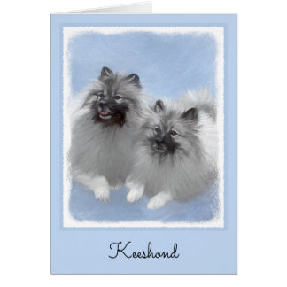 Keeshond Pair de Kees pintura animal original