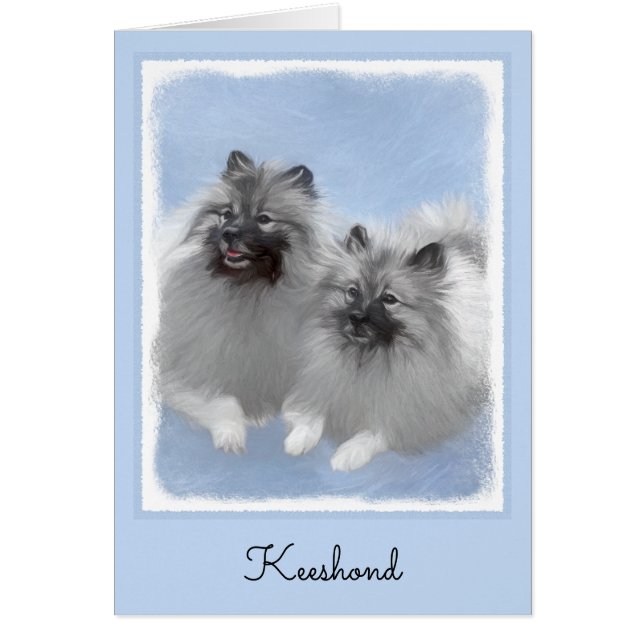 Keeshond Pair de Kees pintura animal original (Frente)