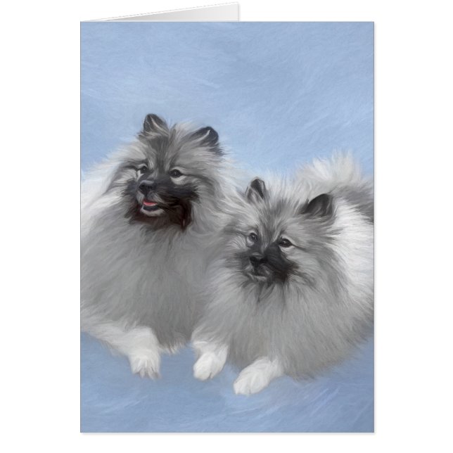 Keeshond Pair de Kees pintura animal original (Frente)