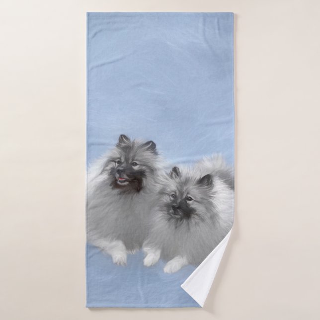 Keeshond Pair de Kees pintura animal original (Toalla de baño)