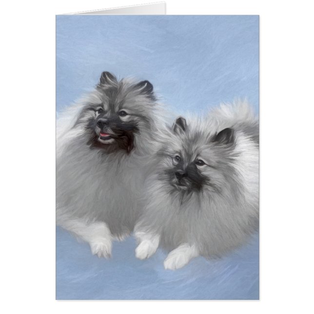 Keeshond Pair de Kees pintura animal original (Frente)
