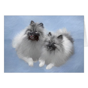 Keeshond Pair de Kees pintura animal original