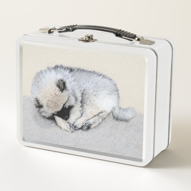 Keeshond Sleeping Pinting Pintura Original De Perr (Anverso)