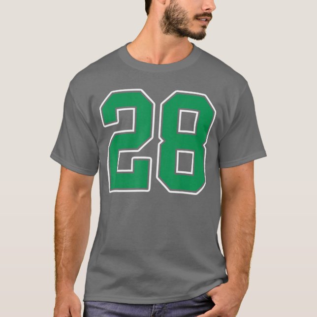 Kelly Green White Number 28 Jersey Player Uniform  (Anverso)