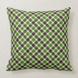 Kelly Green y Black Tartán tocan 2 almohadas cuadr