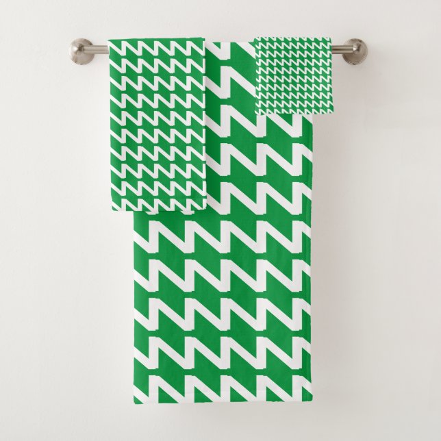 Kelly Green y White Modern Sharp Waves (In situ)