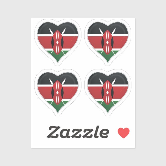 kenia amor bandera orgullo pegatina (Hoja)