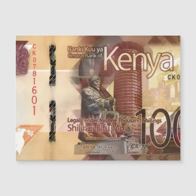 Kenya 1000 Shillings Banknote Magnetic Card (Anverso)