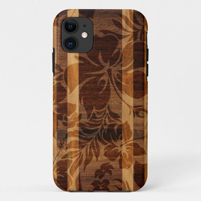 Keokea Beach Faux Wood Surfboard iPhone 5 Fundas (Reverso)