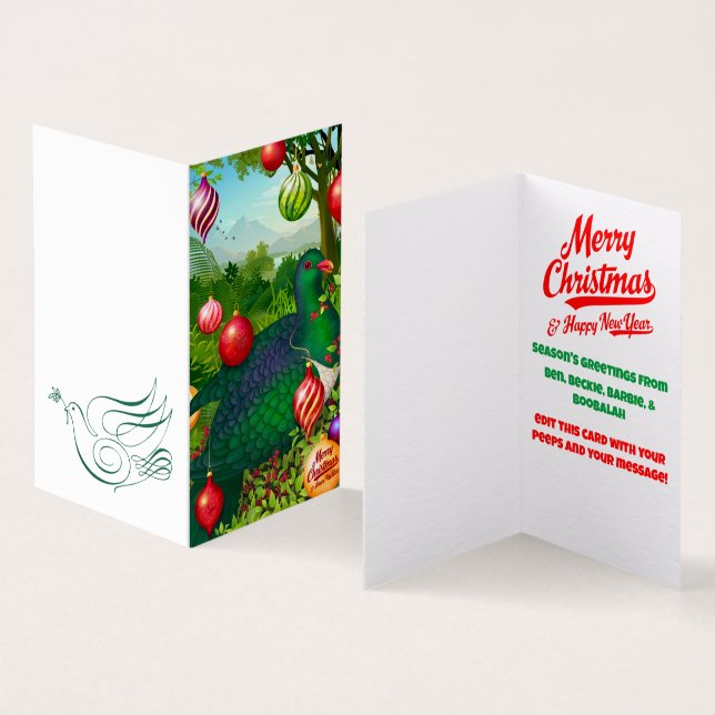 Kereru con tarjeta de Navidades de ornamentos (Interior y exterior)