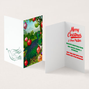 Kereru con tarjeta de Navidades de ornamentos