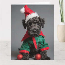 Kerry Blue Terrier Elf Puppy Navidad Tarjeta