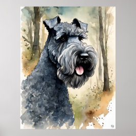 Kerry Blue Terrier - Impresión de arte de perro