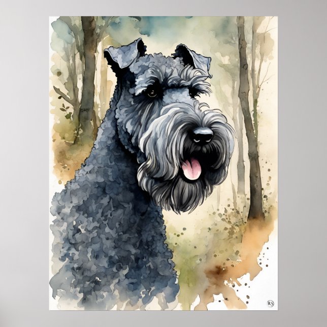 Kerry Blue Terrier - Impresión de arte de perro (Frente)