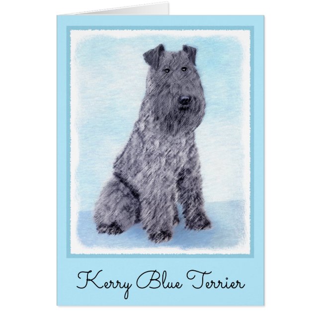 Kerry Blue Terrier Pintura Cute Original Perro Art (Frente)