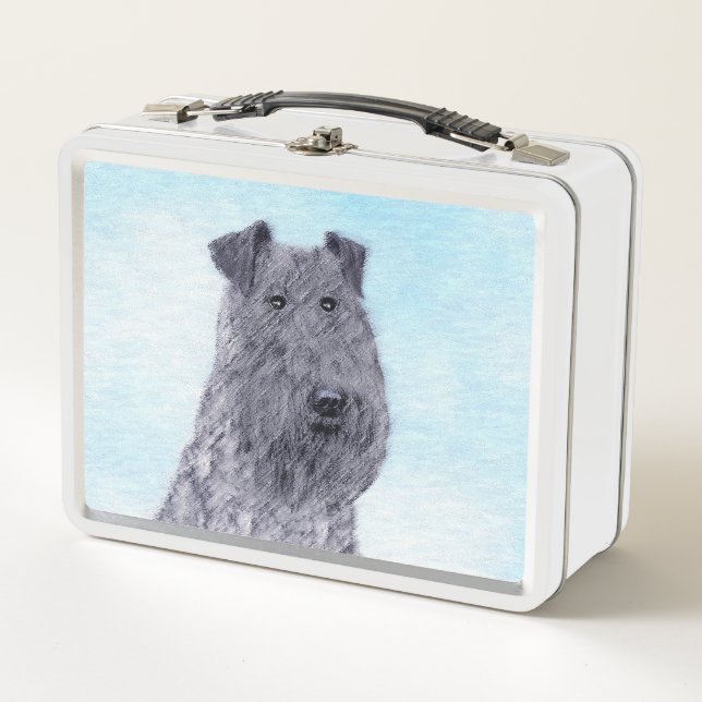 Kerry Blue Terrier Pintura Cute Original Perro Art (Anverso)