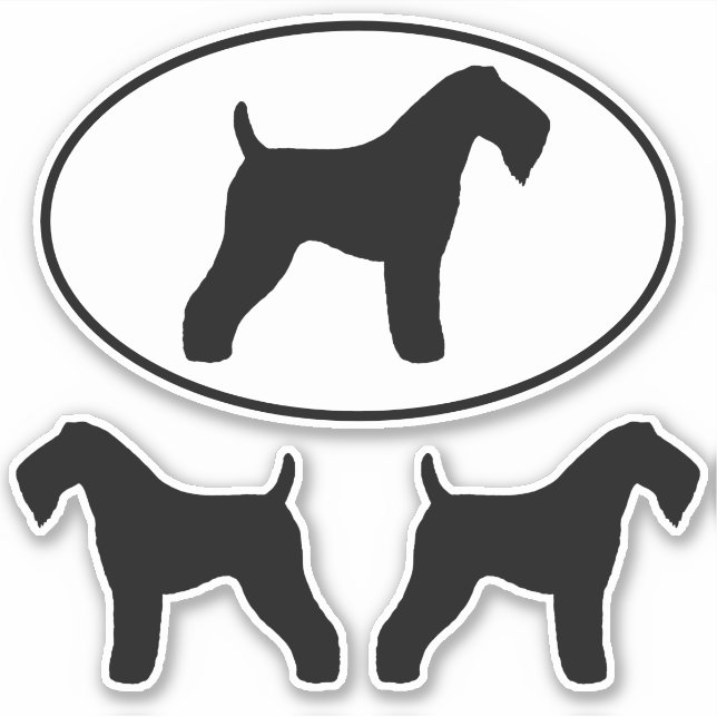 Kerry Blue Terrier Silhouettes Vinyl Pegatina Set (Anverso)