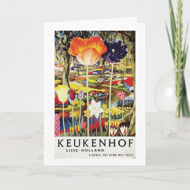 Keukenhof Gardens Tarjeta Holanda de póster vintag (Anverso)