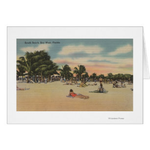 Key West, FL - Vista de South Beath con Sunbathers