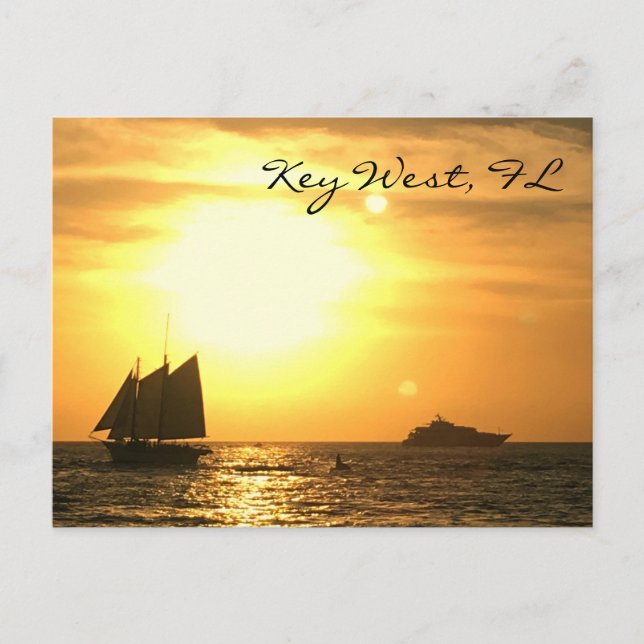 Key West, tarjeta postal FL Sailboat Sunset (Anverso)