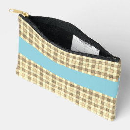 Khaki & crema gingham, bolsa accesoria de banda az